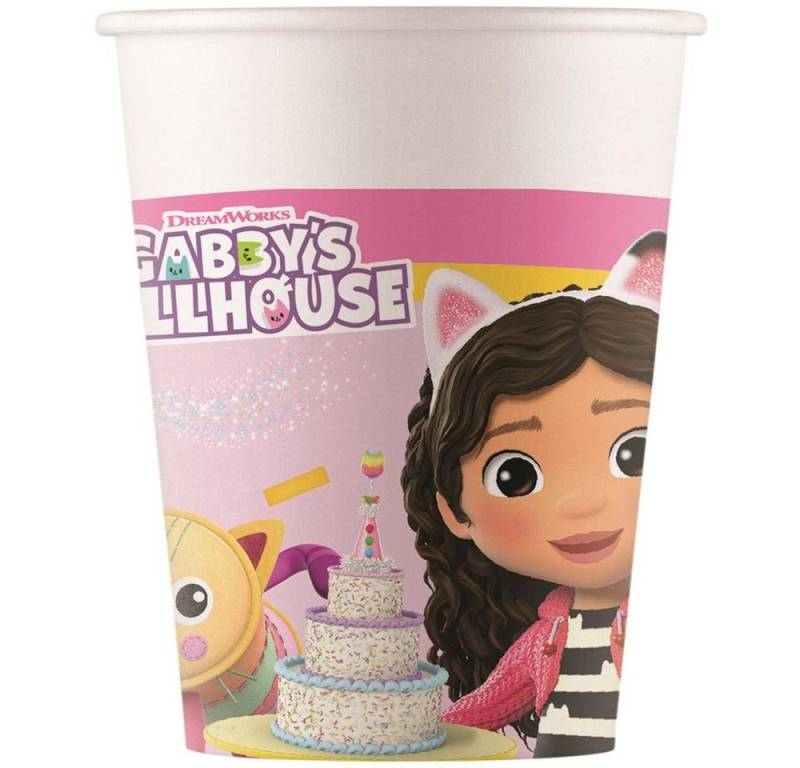 Procos Becher Gabby's Dollhouse - 8 Pappbecher - ca. 200 ml, Papier/-seil von Procos