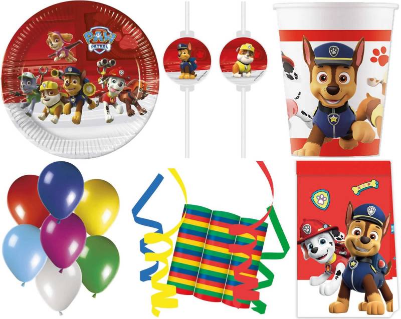 Procos Einweggeschirr-Set 136-tlg Set Kindergeburtstag Party Feier Fete Deko Motto Paw Patrol (136-tlg), 8 Personen, Pappe von Procos