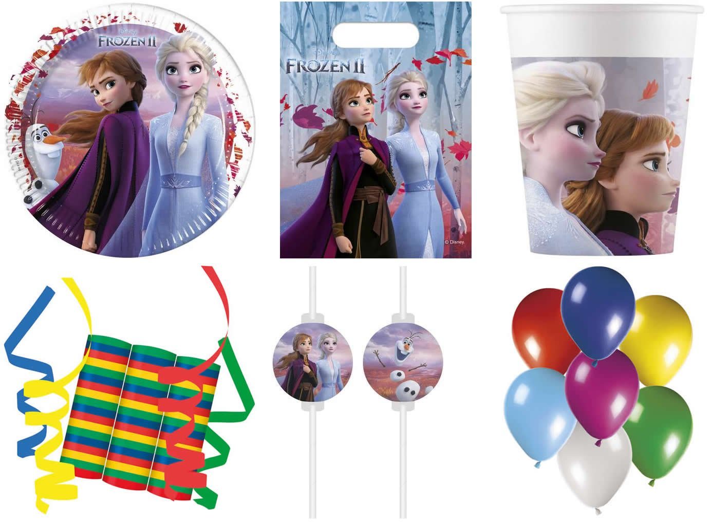 Procos Einweggeschirr-Set 144-tlg Set Kindergeburtstag Party Feier Fete Deko Motto Frozen 2 (144-tlg), 8 Personen, Pappe von Procos