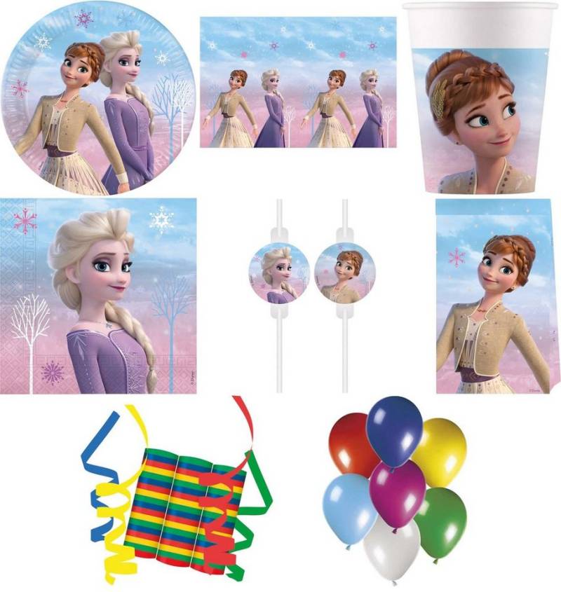 Procos Einweggeschirr-Set 157-tlg Set Kindergeburtstag Party Deko Motto Frozen 2 Wind Spirit (157-tlg), 8 Personen von Procos