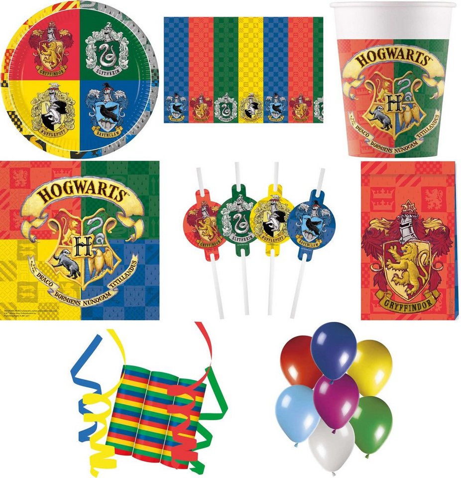 Procos Einweggeschirr-Set 157-tlg Set Kindergeburtstag Party Feier Fete Deko Motto Harry Potter (157-tlg), 8 Personen, Pappe von Procos