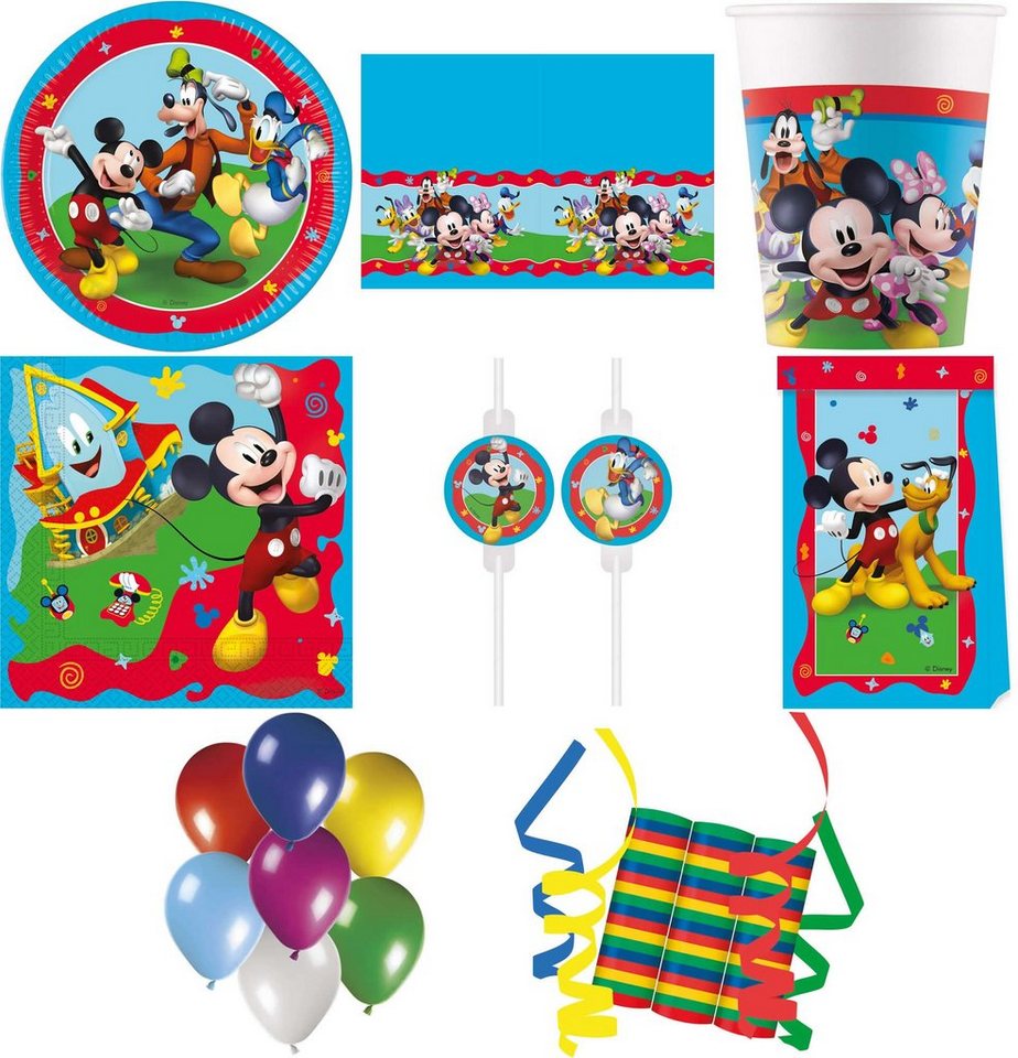 Procos Einweggeschirr-Set 157-tlg. Set Kindergeburtstag Party Feier Fete Deko Motto Mickey Mouse (157-tlg), 8 Personen, Pappe von Procos