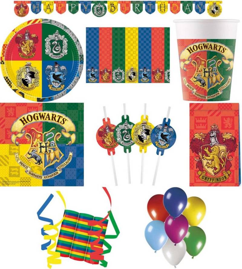Procos Einweggeschirr-Set 158-tlg Set Kindergeburtstag Party Feier Fete Deko Motto Harry Potter (158-tlg), 8 Personen, Pappe von Procos