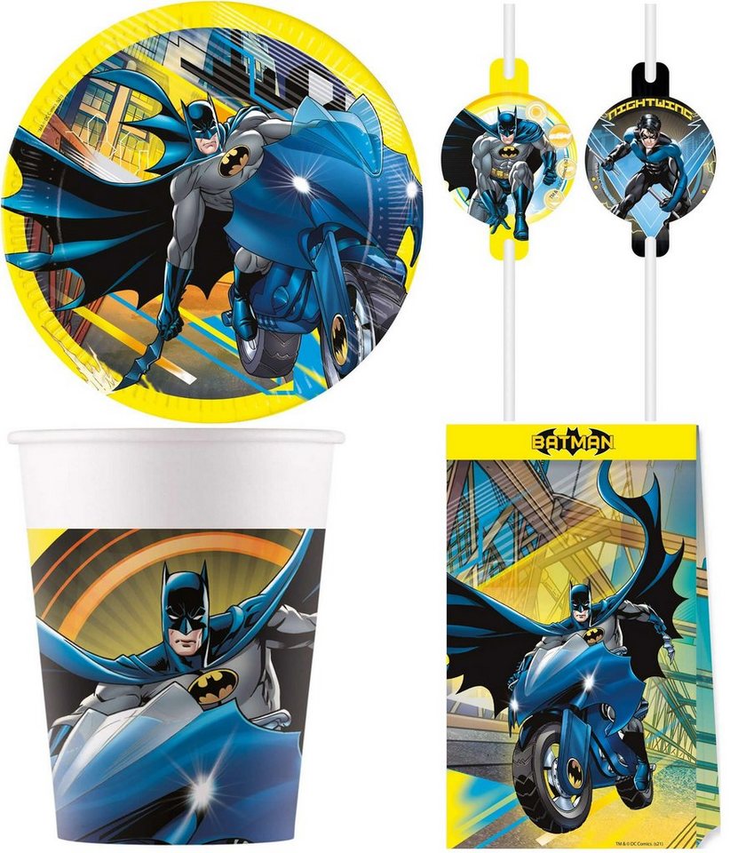 Procos Einweggeschirr-Set 32-tlg Set Kindergeburtstag Party Feier Deko Motto Batman Rogue Rage (32-tlg), 8 Personen von Procos