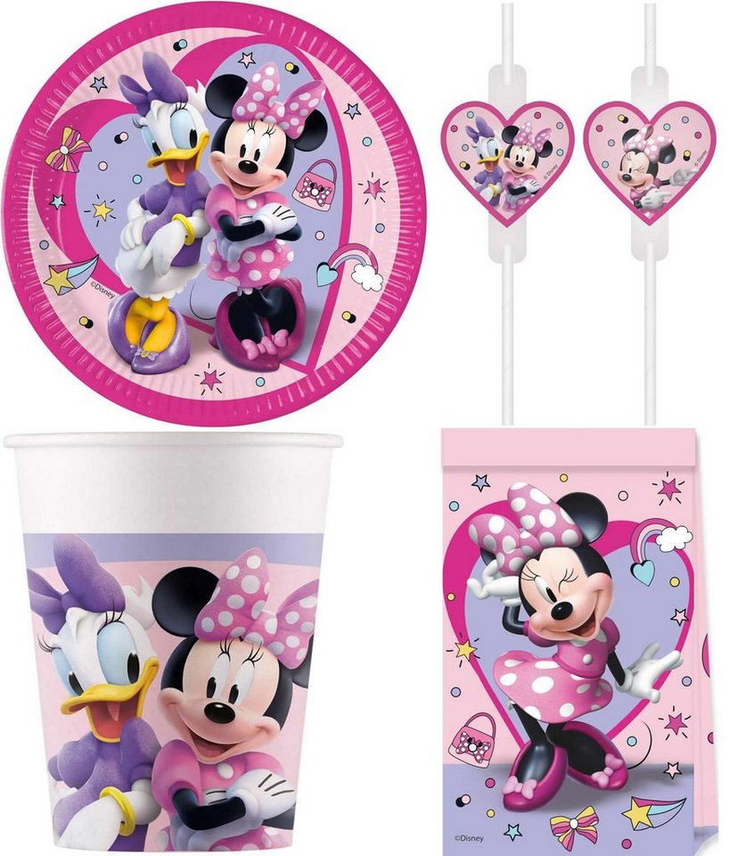 Procos Einweggeschirr-Set 32-tlg. Set Kindergeburtstag Party Deko Motto Minnie Mouse Junior (32-tlg), 8 Personen von Procos