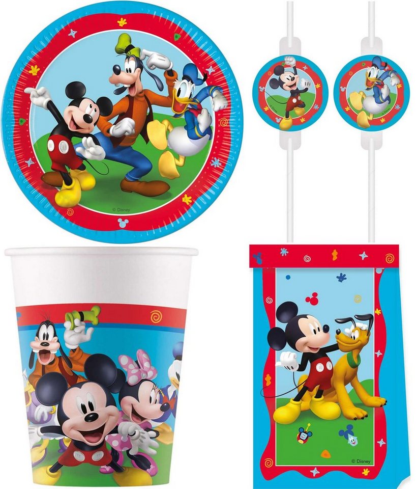 Procos Einweggeschirr-Set 32-tlg. Set Kindergeburtstag Party Feier Fete Deko Motto Mickey Mouse (32-tlg), 8 Personen von Procos
