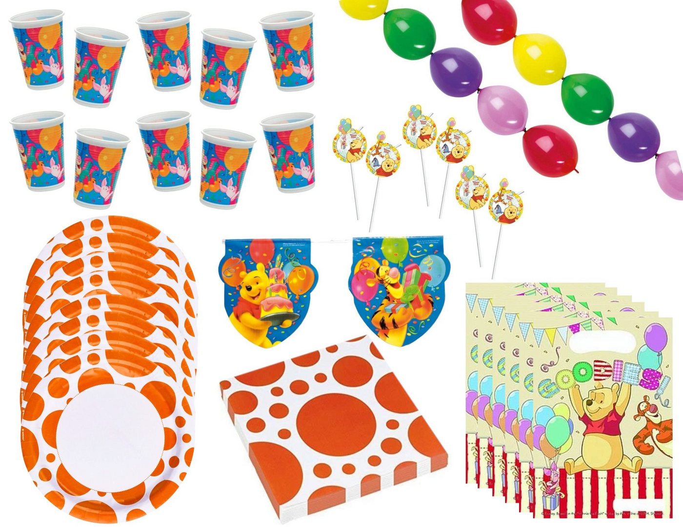 Procos Einweggeschirr-Set Winnie Puuh - Kindergeburtstags-Set (51-teilig) von Procos