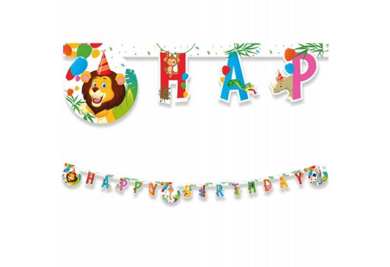 Procos Girlande Safari-Dschungel Happy Birthday Banner von Procos