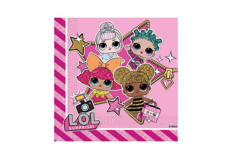 Procos Hängedekoration Servietten LOL Glitterati 20Stk/33x33cm von Procos
