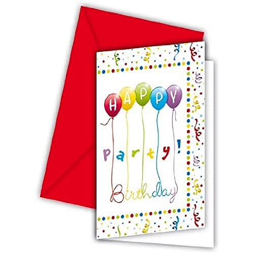 Procos PR81847 Happy Birthday Einladungskarten mit Umschlägen, 6 Stück von Procos