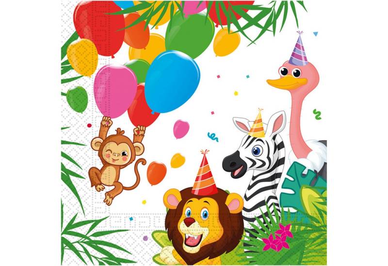 Procos Papierdekoration 20 Servietten 2-lagig 33x33cm Dschungel von Procos