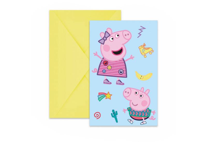 Procos Papierdekoration 6 Einladungskarten Peppa Pig Messy Play von Procos
