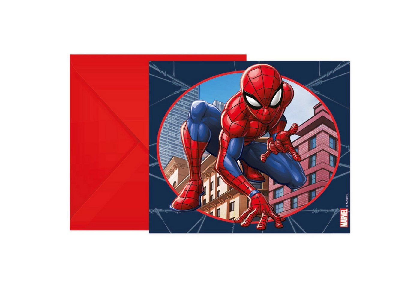 Procos Papierdekoration 6 Einladungskarten Spider-Man Crime Fighter von Procos