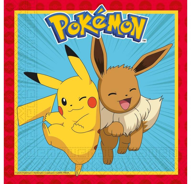 Procos Papierserviette Pokémon - 20 Servietten - ca. 33 x 33 cm - 2-lagig von Procos