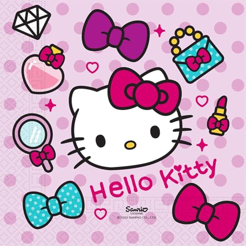 Procos - Papierservietten FSC Hello Kitty Fashion Stylish (33x33cm, doppelschichtig), 20 Stück, rosa, 94701 von Procos