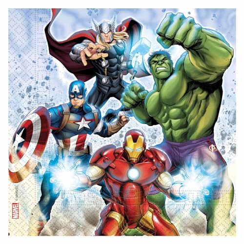Procos - Papierservietten FSC Marvel Avengers Infinity Stones (33 x 33 cm, Doppeltuch), 20 Stück, mehrfarbig, 93873, Mittel von Procos