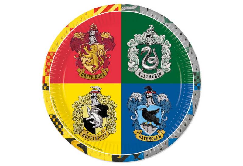 Procos Pappteller 8 FSC Teller Pappe 23 cm / 9 inch Harry Potter Hogwarts Houses von Procos