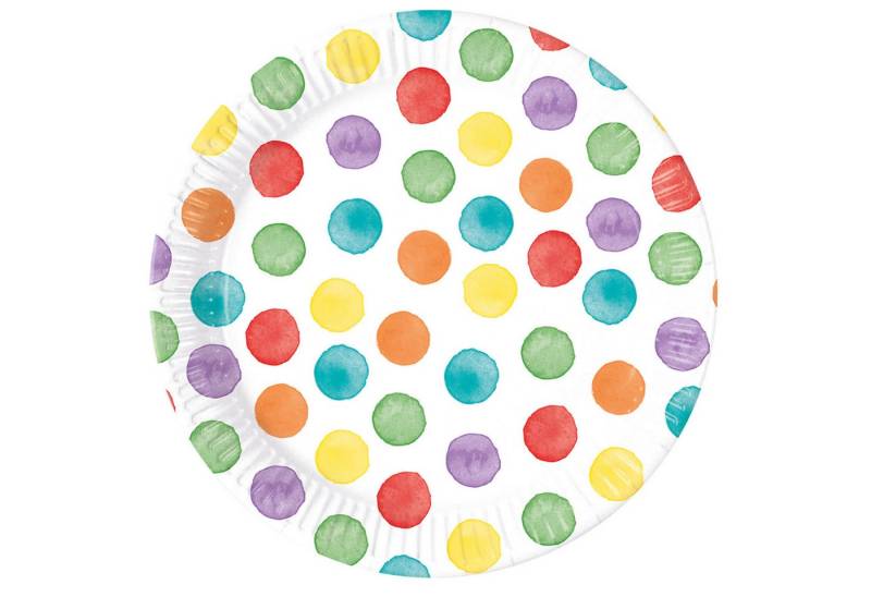 Procos Pappteller 8 FSC Teller Pappe 23 cm / 9 inch Multicolorwater Dots von Procos