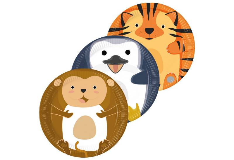 Procos Pappteller 8 FSC Teller Pappe 23 cm / 9 inch Zoo (3 Designs) von Procos
