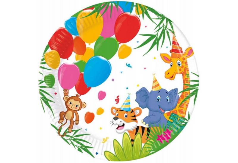 Procos Pappteller Papier-Teller Safari Dschungel Zoo 20 cm - 8 Stk. für Kinderpartys von Procos