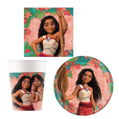 Procos - Partyset Moana mehrteiliges Set für Kindergeburtstag oder Mottoparty, Tischdeko von Procos