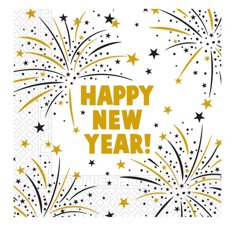 Procos Stoffserviette 20 Servietten - Happy New Year - ca. 33 x 33 cm - 2-lagig von Procos