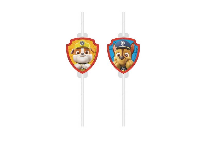 Procos Trinkhalme 4 Trinkhalme Medallion Pappe Paw Patrol - Rescue Heroes, 22 cm von Procos