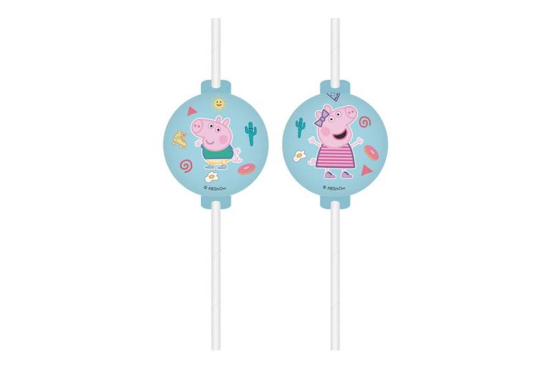 Procos Trinkhalme 4 Trinkhalme Medallion Pappe Peppa Pig Messy Play, 22 cm von Procos