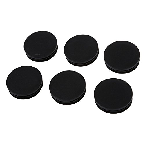6 x runde Abdeckkappen aus Kunststoff, schwarz, 50 mm, Durchmesser Rohrkappe von Procter
