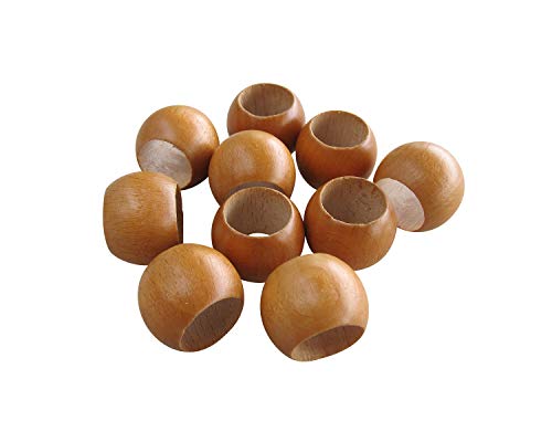 10 Schlaufenkugeln Zierkugeln aus Holz für Gardinen/Holzkugeln mit Loch/Ø Loch 16,5 mm/kirsche von prodecoshop