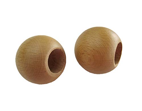 2 Endstücke KUGEL Holz, für Gardinenstangen Ø 20 mm, natur lasiert von prodecoshop