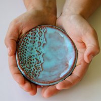 Handgemachte Keramik Ring Schale Spitze Abdruck Trinket Tablett von ProdigalPottery