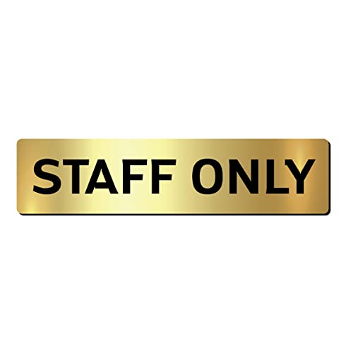 Schild Mitarbeiter Only Privat Methacrylat Farbe Gold glänzend selbstklebend Spiegel für 180 x 43 x 3 mm von WEIPAI