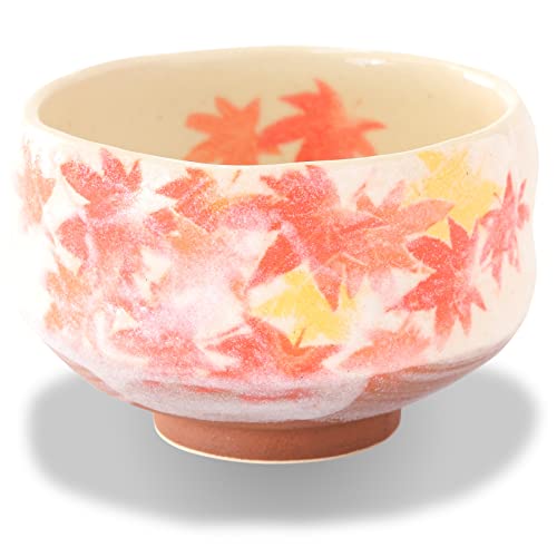 Mino Ware Mini-Matcha-Schüssel, 9,4 cm, Momiji-Ahornrot, japanische Keramik, kleine Teeschüssel, 5,4 Floz von Product of Gifu Japan