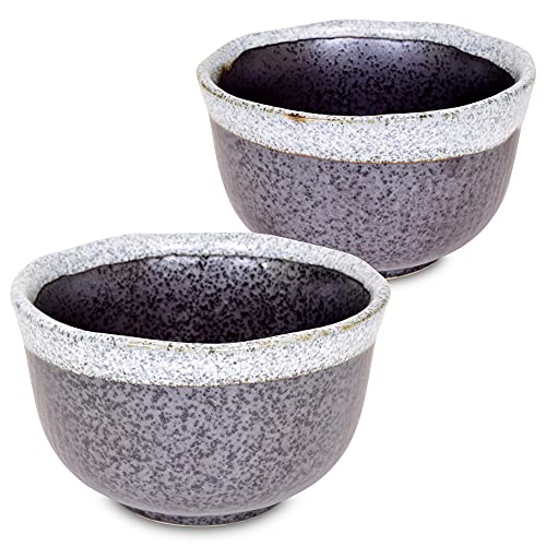 Mino Ware Traditionelle Japanische Yunomi Teetassen, 80ml Mini-Matcha-Schüssel, graues KUROSUISHO SHIRO Design für grünen Tee, Matcha-Tee, 2er-Set von Product of Gifu Japan