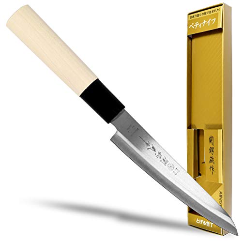 Seki Japan TSUBAZO Japanese Utility Petty Knife, Stainless Steel Fruit Knife, Shiraki Handle, 120 mm (4.7 in) von Product of Gifu Japan