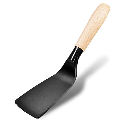 Seki Japan stilvolles Küchenwerkzeug, flexibler Antihaft-hitzebeständiger Nylon-Spatel, Holzgriff, gebogene Pfannenwender für Salada, Fisch, Eier, Panakes von Product of Gifu Japan