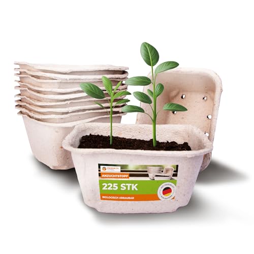 Produktiv Handel Anzuchttöpfe eckig 225 Stück | torffrei und biologisch abbaubar | Pflanztöpfe für Pflanzen Anzucht ohne Pikieren | Anzuchtschale aus Holzfasern von Produktiv Handel
