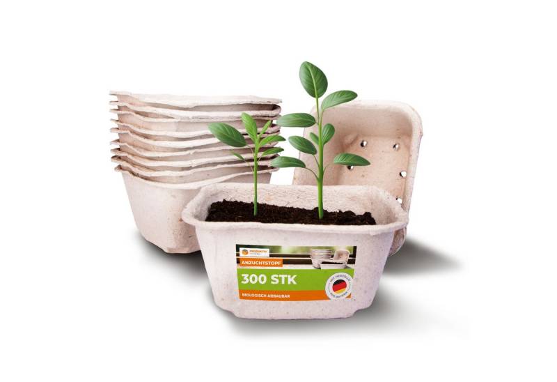Produktiv Handel Anzuchttopf Anzuchttöpfe eckig 14 x 12 x 7 cm (300 St), biologisch abbaubar, 100% torffrei, aus Holzfasern von Produktiv Handel