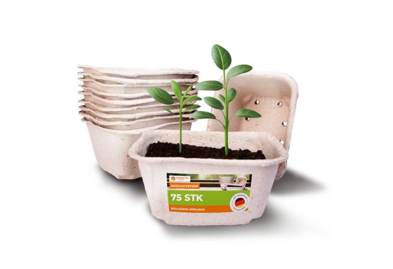 Produktiv Handel Anzuchttopf Anzuchttöpfe eckig 14 x 12 x 7 cm (75 St), biologisch abbaubar, 100% torffrei, aus Holzfasern von Produktiv Handel