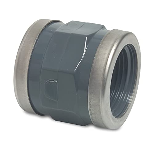 Liquipipe GmbH PVC Gewindemuffe mit Verstärkungsring 1 1/2" Grau Innengewinde x Innengewinde Muffe PVC-U von Profec
