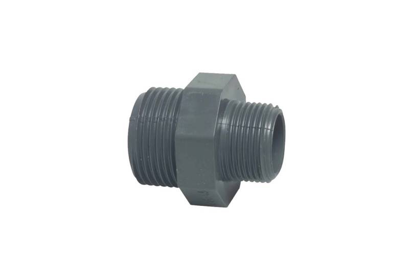 Profec Gewindefitting Doppelnippel reduziert, PVC-U, AG x AG - 10 bar, grau, 3 Zoll AG x 2 Zoll AG von Profec