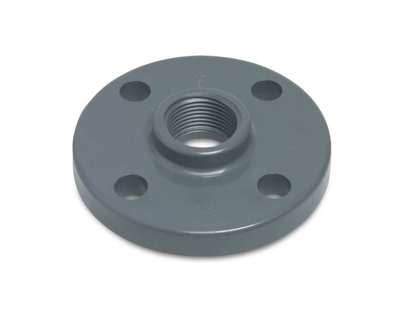 Profec Gewindefitting Gewindeflansch PVC-U DIN Flansch x Innengewinde 10 - 16 bar Grau, DN25 x 1 Zoll - LK 85 mit 4 x Ø 14 mm (PN10/16) von Profec