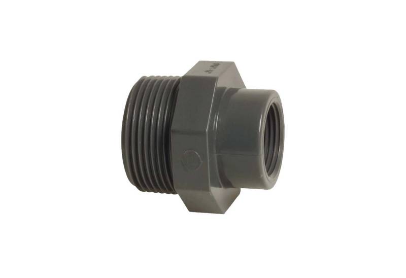Profec Gewindefitting Reduzierstück, PVC-U, AG x IG - 10 bar, grau, 3 Zoll AG x 2 Zoll IG von Profec
