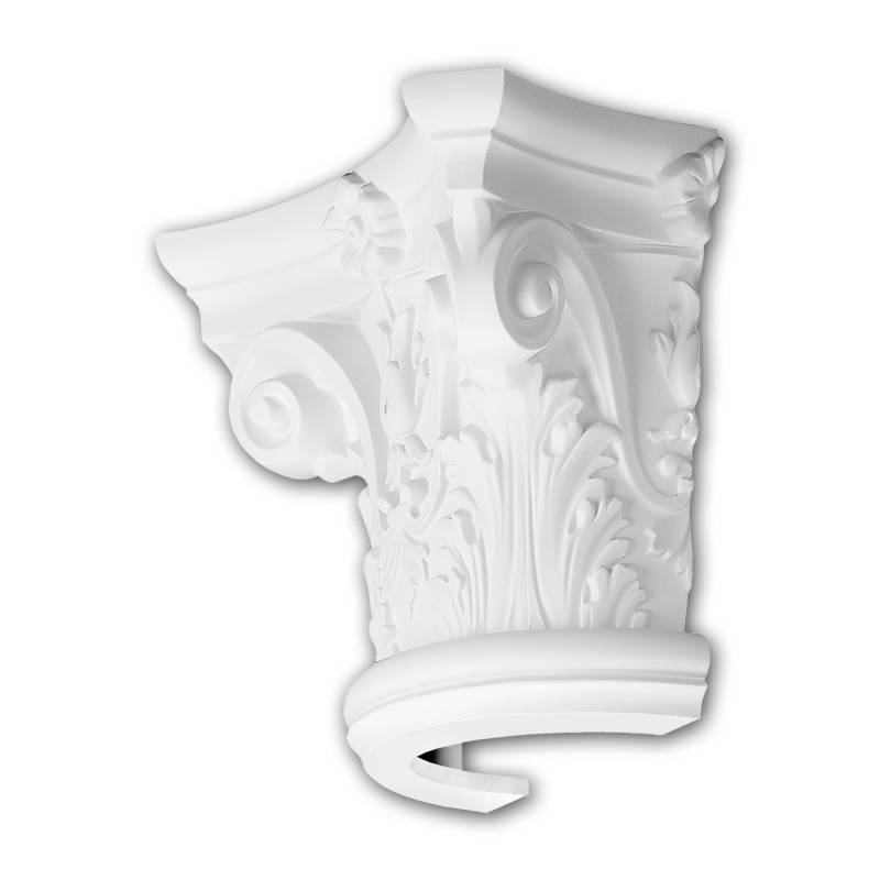 PROFHOME 115001 Halbsäulen Kapitell Säule Zierelement Stuckdekor 42,2 cm x 37,2 cm x 21,5 cm Weiß von Profhome