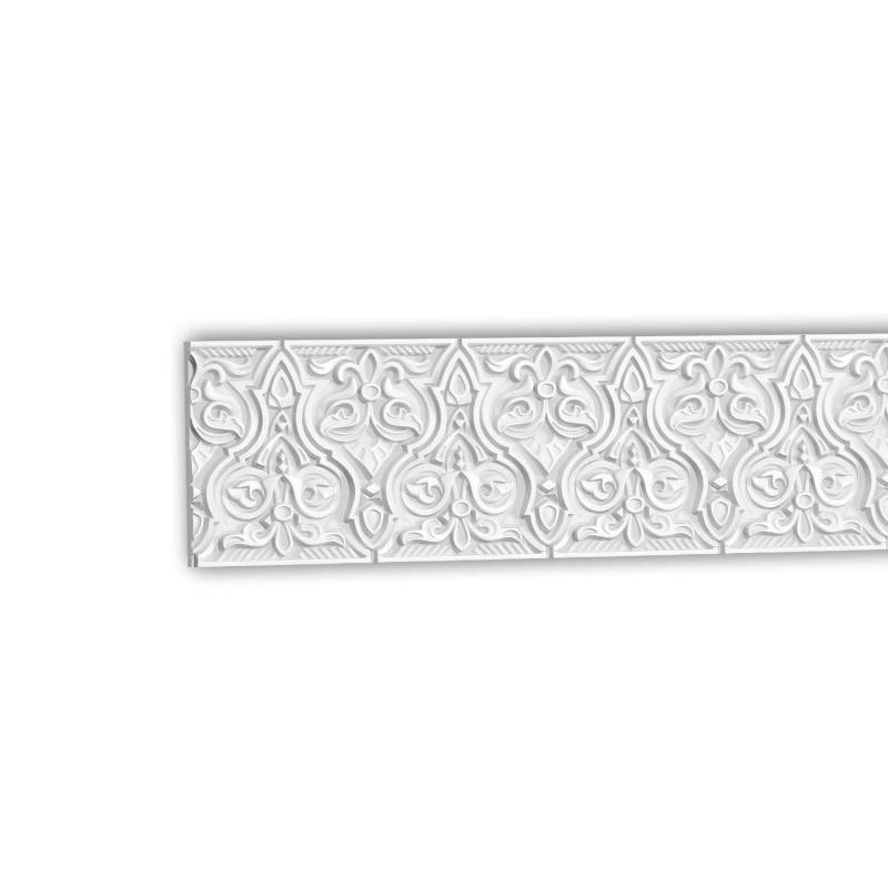 PROFHOME 151501 Wandleiste Wandvertäfelung Zierleiste Stuckleiste Oriental 2 m 200 cm x 1,7 cm x 16,1 cm Weiß von Profhome