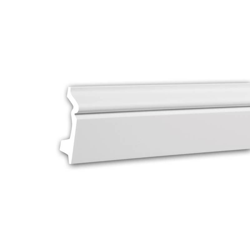 PROFHOME 153107 Sockelleiste Fußleiste Stuckleiste aus Polyurethan 2 m 200 cm x 2,2 cm x 8 cm Weiß von Profhome