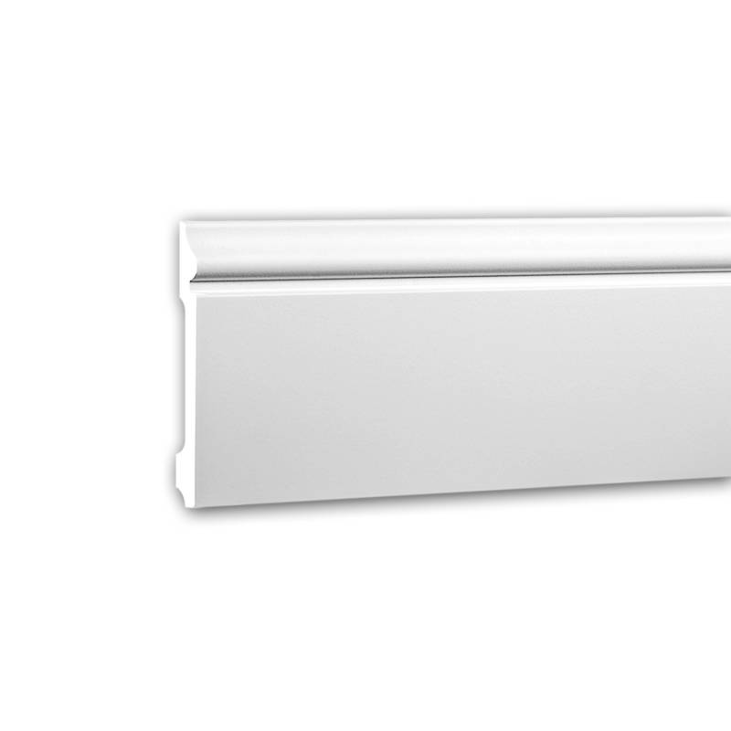 PROFHOME 153108 Sockelleiste Fußleiste Stuckleiste aus Polyurethan 2 m 200 cm x 1,4 cm x 12,1 cm Weiß von Profhome