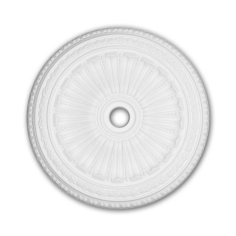 PROFHOME 156036 RoSette aus Polyurethan DeckenroSette Zierelement 88,7 cm 88,7 cm x 6,2 cm Weiß von Profhome