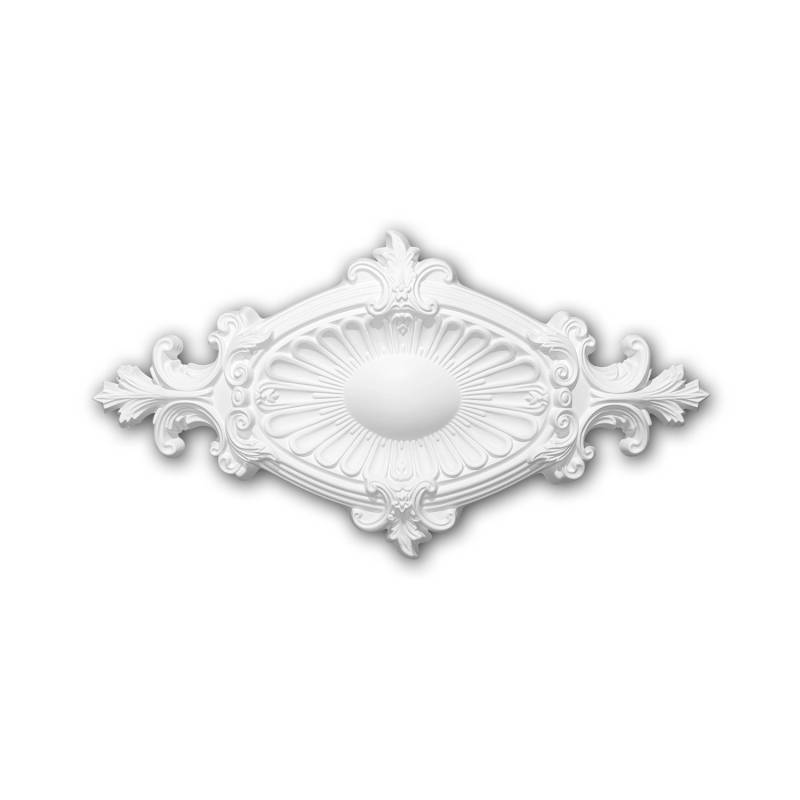 PROFHOME 156043 RoSette aus Polyurethan DeckenroSette Medaillon 58,5 x 31,5 cm 31,5 cm x 31,5 cm Weiß von Profhome
